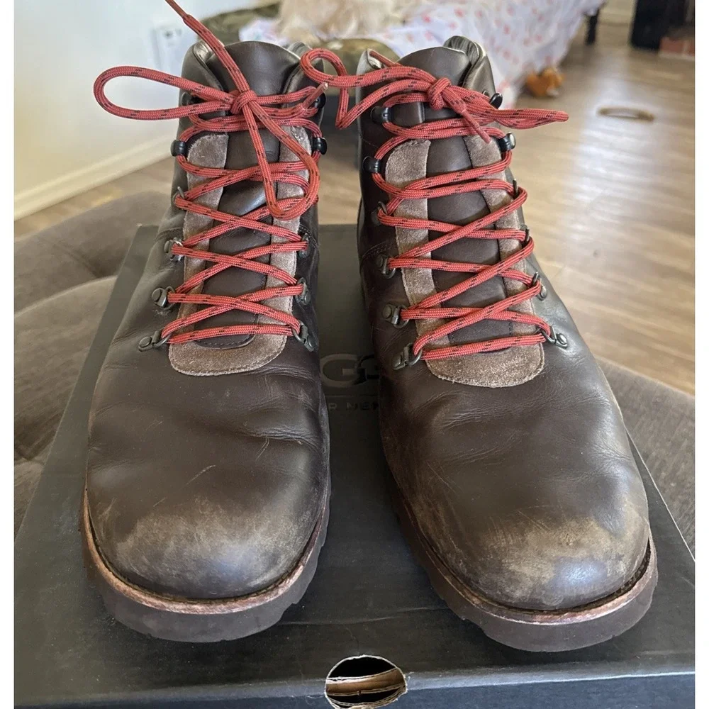 UGG M Hafstein Brown Boots - Men's Size 14 - 1017730 M/SLA - VG+ Extra Laces Add